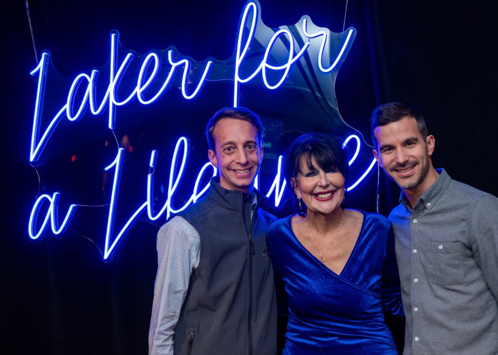 Alex and Kyle from the Alumni House with President Manetlla